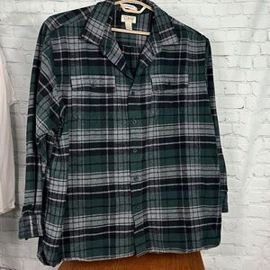 Vintage LL Bean Shirt Mens XXL Chamois Cloth Flannel Blue/Green  Plaid USA